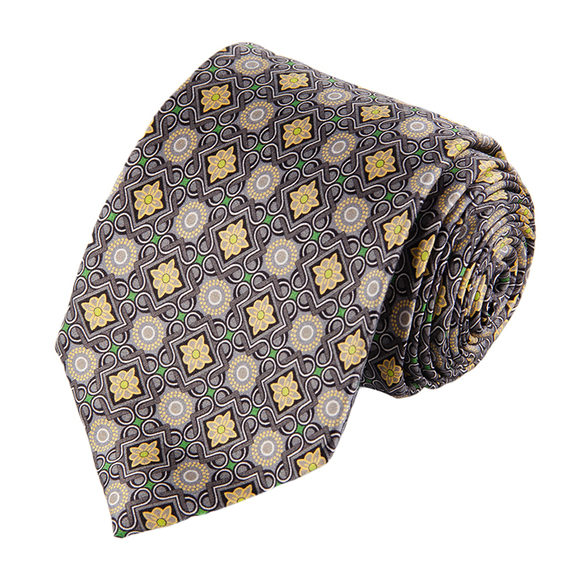 BEYMEN COLLECTION BLACK GRAY GREEN YELLOW PAISLEY TIEMENS